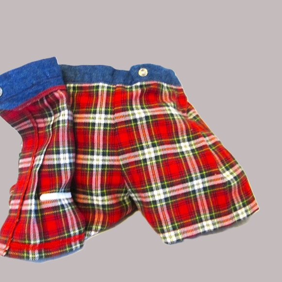 12 Month skort wrap red plaid pleated, jean band with snap closure, Place Manufa - Picture 6 of 7